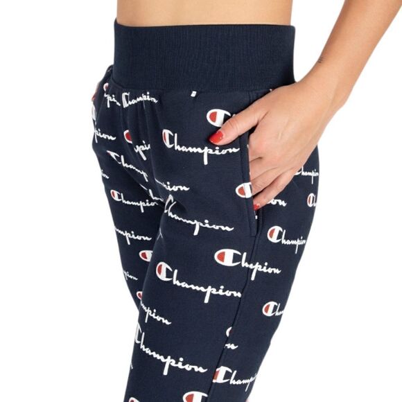 Champion Reverse Weave Joggers S All Over Print Spell Out Red Track Pants Pocket - Picture 2 of 16